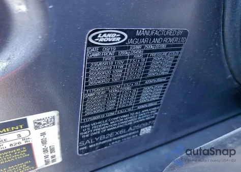 2020 Land Rover Range Rover Velar S z USA, uszkodzony, nr VIN SALYB2EX6LA250977